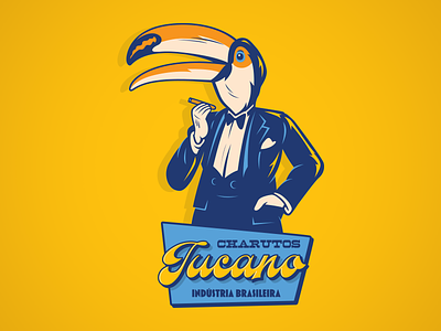 Charutos Tucano antropomorphic brasil cigar label logo logotype retro vector vintage