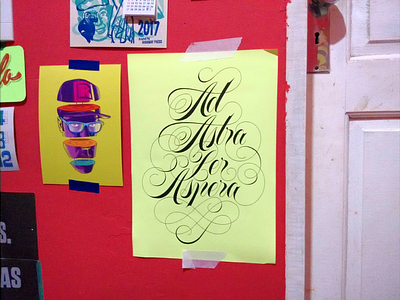 Ad Astra Per Aspera lettering script spencerian typography
