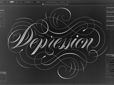 Depression lettering ornament script spencerian typography vector wip