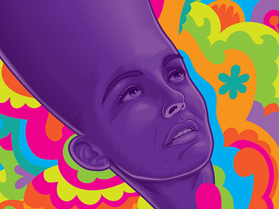 Wonderland art color flower pop art poster print psychedelic vector