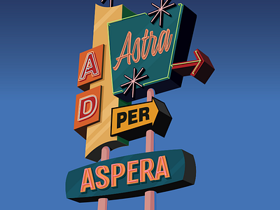 Ad Astra Per Aspera neon retro sign vintage