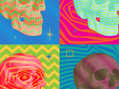 Calaveras calavera caveira color pop art psychedelic skull surreal