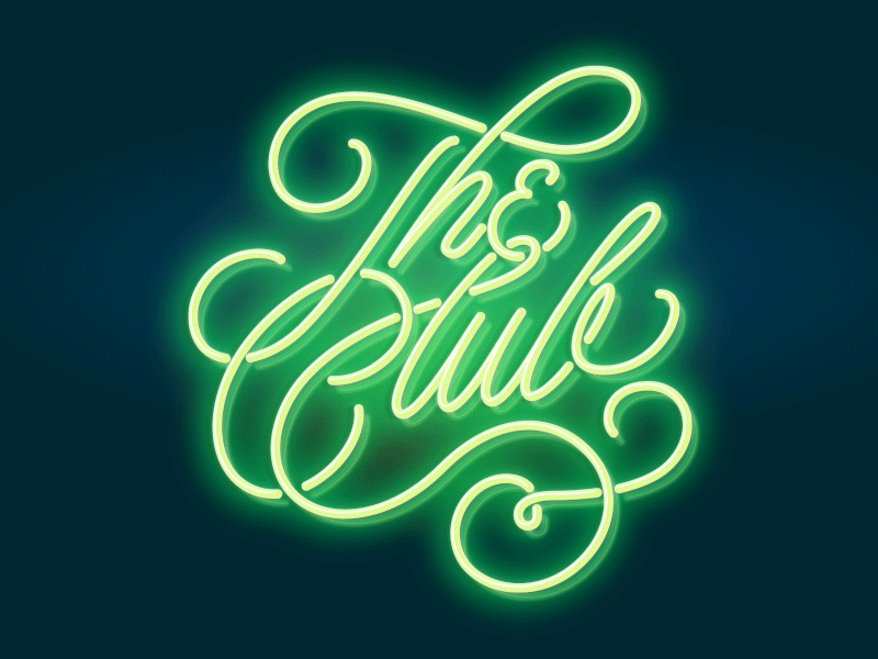 The Club casual lettering neon retro sign typography vintage