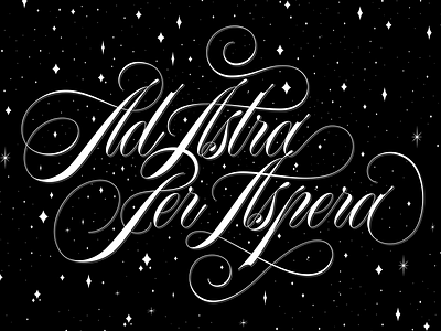 Ad Astra Per Aspera flourish lettering script