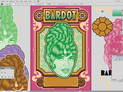 Bardot 70s bardot beauty psychedelic retro vector vintage wip