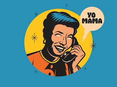 YO MAMA! cartoon illustration retro vintage