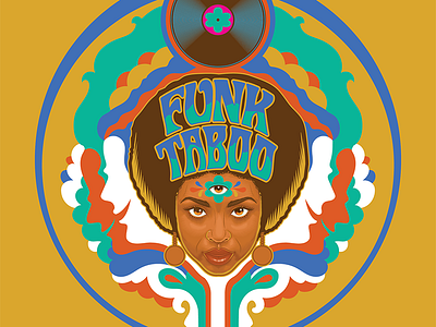 Funk Taboo afro art disco funk psychedelic retro vector vintage
