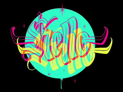 Hello Hello color fraktur lettering psychedelic typography