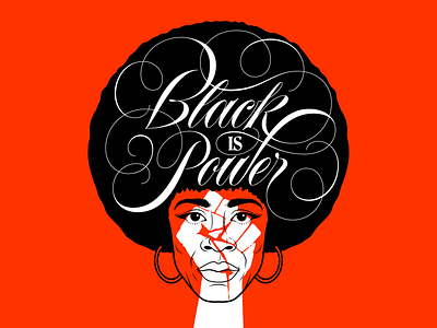 Black Is Power afro black flourish illustration lettering power script spencerian typography vector