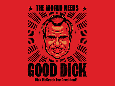 Vote Dick McCrook! america design illustration poster president propaganda retro usa vector vintage war