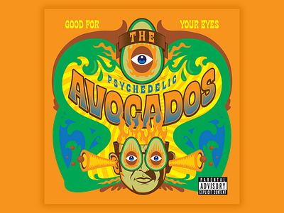 The Psychedelic Avocados album cover illustration music psychadelic retro surreal trippy vector vintage