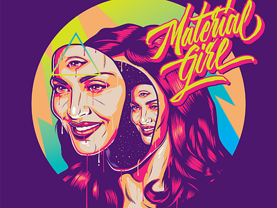 Madonna Material Girl design eighties funky illustration madonna music pop art psychedelic retro singer vector vintage