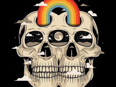 Carnaval abstract figurative illustration rainbow skull surreal surrealism vector