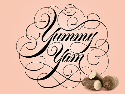 Yummy Yam Script design flourish lettering ornamental script spencerian tipografia type typography vector vegan yam