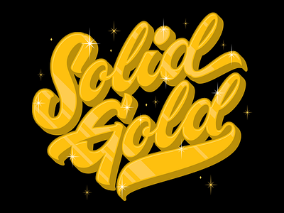Solid Gold design gold illustration lettering script typography vector yellow