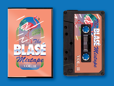 The Blasé Mixtape cassette design eighties illustration lettering mixtape music retro tropical type typography vector vintage