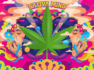 Sativa Mind Poster cannabis design illustration poster psychedelic vector