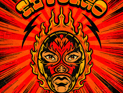 El Fuego illustration luchador luchalibre mexico retro type vector vintage wrestling