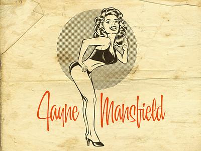 Jayne Mansfield art cartoon design fifties illustration retro vector vintage
