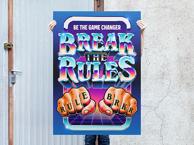 BREAK THE RULES art design illustration lettering psychedelic retro type typography vector vintage