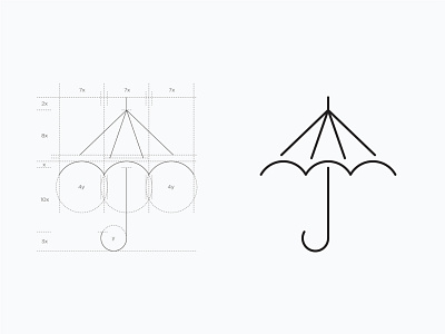 Umbrella Icon art black design graphic design icon icondesign line lineart logo logocreation logodesign minimalart minimalistic sandro umbrella vector white