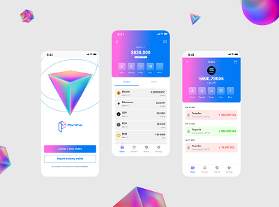 Multiple-Wallet Crypto App abstract shapes blockchain crypto cryptocurrency defi figma gradient metaverse product design ui designer uiux web3