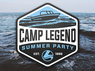 Camp Legend 2017 badge blue boat camp design graphic illustrator legend boats logo summer summer camp