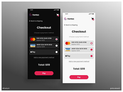 Daily UI - 02: Credit Card Checkout daily 100 challenge dailyui frontend frontend design mobile app mobile design ui uidesign uiux ux