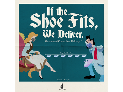 'If the shoe fits' Amazon Deliver coronavirus covid19 design disney illustration lettering