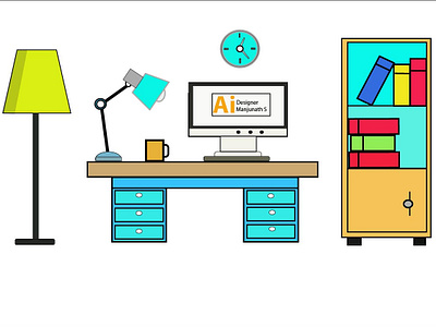 Computer Work Table illustrator