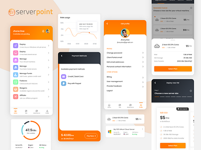 Server,Hosting management App graphic design