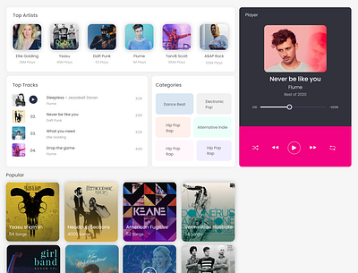Music moderen and minimal website UI design app design artistic graphic design mockup music app music website ui ux