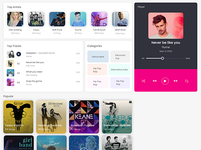 Music moderen and minimal website UI design app design artistic graphic design mockup music app music website ui ux