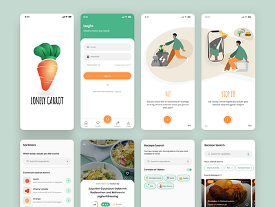 Lonely Carrot, a donation app donation app food app mobile ui design ui design ui ux