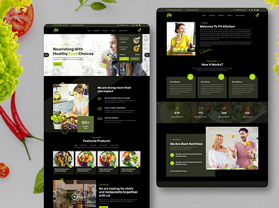 Fit-Kitchen a diet and neutrion website UI/UX design diet app diet website food app food website graphic design illustration mockup ux