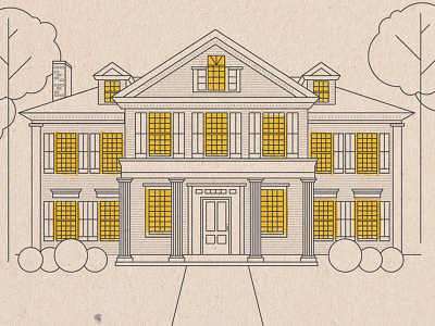 Home colonial home house illustration line monoline