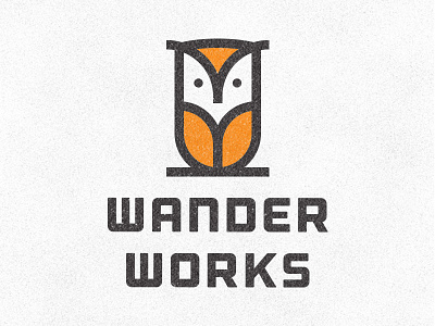 Wander Works Logo Concept accessories bird identity line logo mark orange outdoor owl seattle thick lines