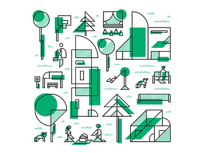 Space Creators csr geometric green house icon illustration minimal park