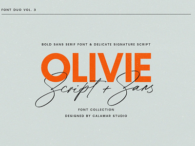 Olivie Font Duo // Script & Sans advertising branding calligraphy font casual font design font font duo font pair fonts hand lettered handwriting font handwritten font lettering logo fonts sans serif fonts script font script fonts serif fonts signature font typography