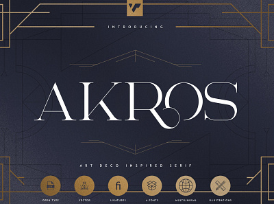 Akros - Art Deco Serif Extras art deco art deco font art decor art decor font branding design font font design fonts collection lettering logo luxury font retro font sans serif font serif serif font typeface typography vintage font