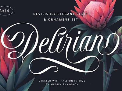 Delirian Script & Ornaments beautiful calligraphy calligraphy font font design fonts collection invitation lettering luxury fonts modern fonts ornament ornaments romantic script script font script fonts script lettering typeface typography wedding wedding fonts