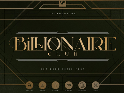 Billionaire Club - Art Deco Serif art art deco art deco serif art decor decor decoration design font font design lettering luxury luxury font sans serif sans serif font serif serif font serif fonts type typeface typography