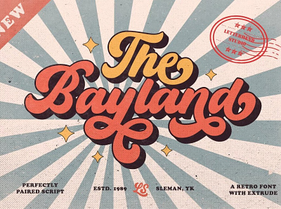 The Bayland - Retro Font books branding branding design calligraphy design greeting label logo logo design logo fonts old packaging retro retro font retro fonts script vintage vintage font vintage typeface wedding cards