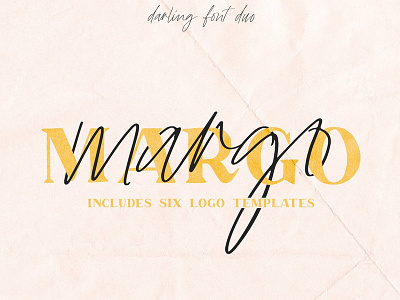 Margo Font Duo w/ 6 Bonus Logos bold fonts calligraphy fonts elegant fonts feminine font font bundle font design font duo font pack fonts collection lettering fonts logo logo font logo pack logos margo modern fonts sans serif script serif