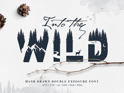 Into The Wild - Double Exposure Font animal animals double exposure double exposure font double exposure fonts double exposure typeface font design fonts collection forest hand made mountain nature nature font sun travel wild wild font wild fonts wild typeface wildlife