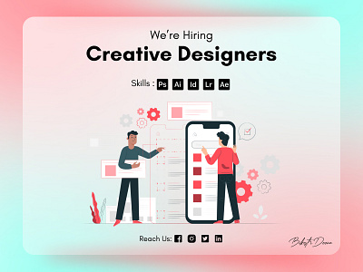 Hiring Post Design design dribbble figma figmadesign glassy hiring illustration photoshop ui vector web