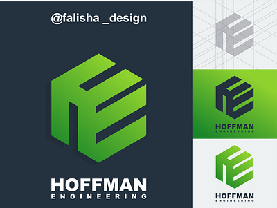 he logo 3d abstract box branding circle design eh flat he hexagon icon initials logo monogram symbol triangels vector