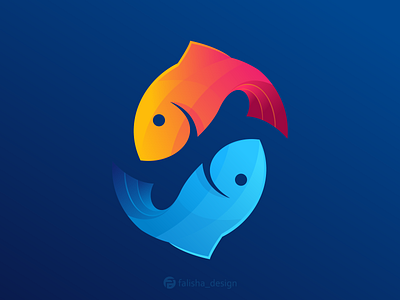 fish logo 3d abstract awesome brand identity branding circle clothing colorful company design fish flat icon illustration logo monogram simple symbol vector water