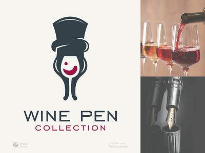 wine pen logo 3d abstract brand identity branding clothing collection company design flat icon illustration logo magic monogram pen simple symbol symbols vector wine