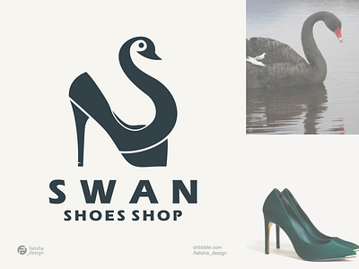 swan shoes shop logo 3d abstract animal awesome brand identity branding clothing company design flat icon illustration logo monogram shoes shop simple swan vector water